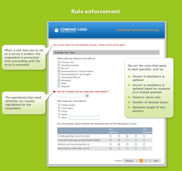 Impose rules for any question on your survey